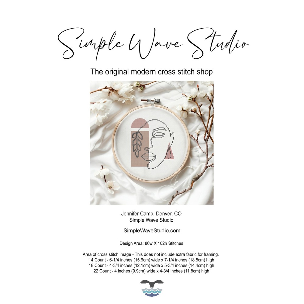 Simple Wave Studio Women Sketch #3 Modern Cross Stitch Kit Minimalist Line Art